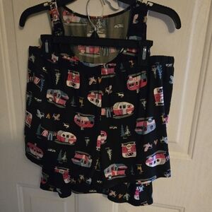 Charming Black Pajama Set with Camper Design
